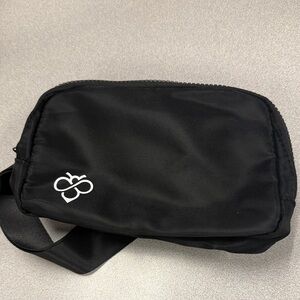 Black Crossbody Sling Bag with White Logo